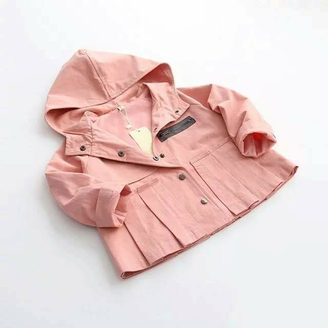 jacket jas hoodie import anak perempuan pink simple cantik