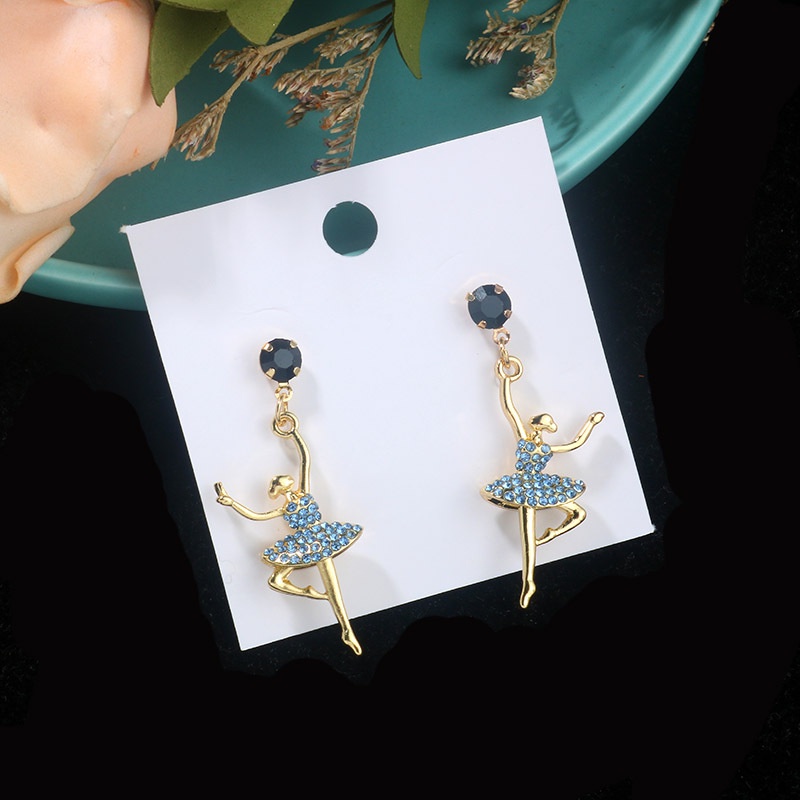 Anting Gantung Panjang Tusuk Gaya Korea Motif Penari Balet Aksen Rumbai Bahan Silver S925 Untuk Wanita