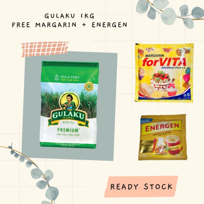 

GULAKU PREMIUM 1KG FREE MARGARIN FORVITA DAN ENERGEN