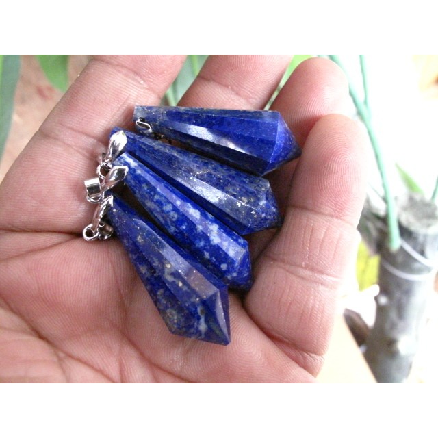 [LL001] 12-Sided Natural Lapis Lazuli Pendant 4pc/25gr