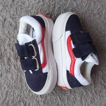 SEPATU VANS IMPOR KIDS VELCRO MERAH BIRU NAVY PEREKAT KADO ANAK KECIL TK SD COWOK CEWEK SEKOLAH