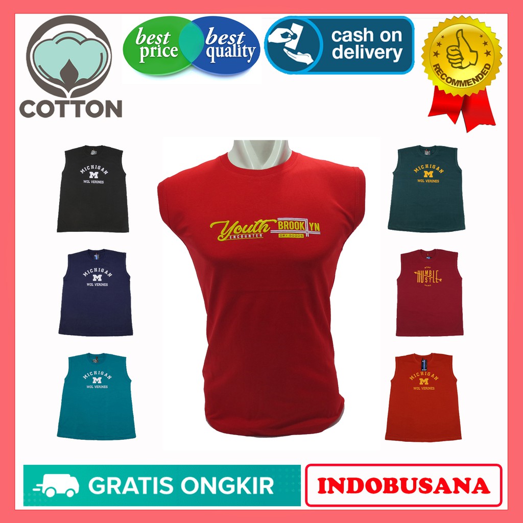 Baju Kaos Singlet Anak Cowok Pria Laki laki Remaja ABG Size M Bahan Katun 24S Motif BROOKLIN 39