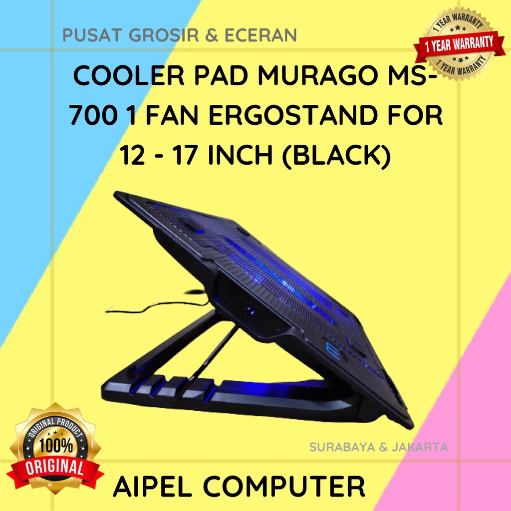 MS700 | COOLER PAD MURAGO MS-700 1 FAN ERGOSTAND FOR 12 – 17 INCH (BLACK)