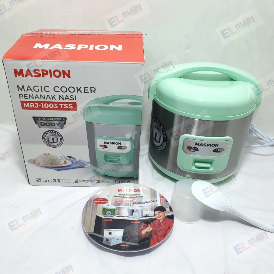 Rice cooker panci anti lengket Maspion Magic Com Mini 1 Liter MRJ 1003 TSS - 1003TSS Stainless 1L