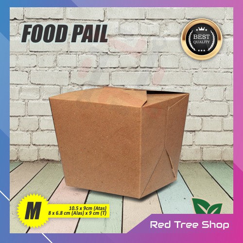 Food Pail Tanpa Rakit | Box Makanan KRAFT | Coklat Ukuran M Medium | Packaging Tahan Microwave