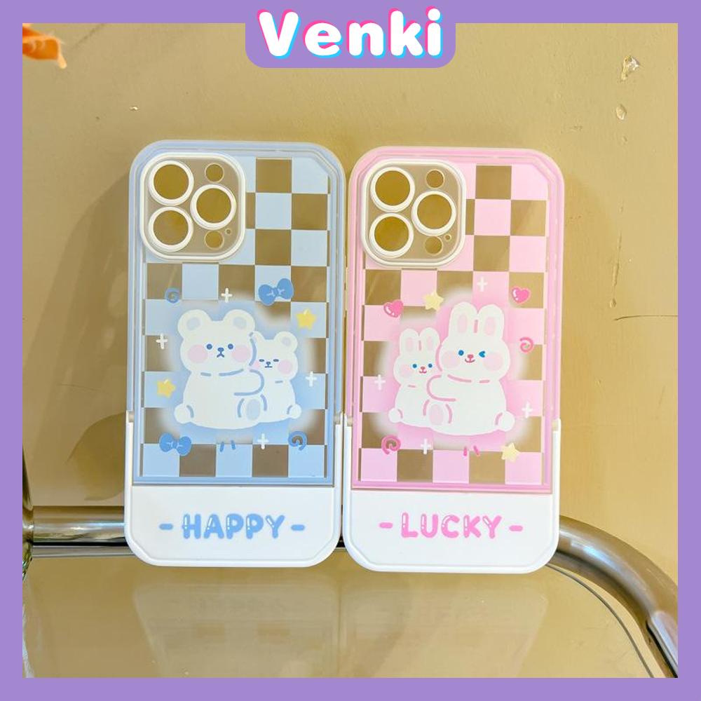 iPhone Case Acrylic Invisible Folding Stand Silicone Soft Case Shockproof Camera Cover Rabbit Cute Cartoon Compatible For iPhone 11 Pro Max 13 Pro Max 12 Pro Max 7Plus xr XS Max