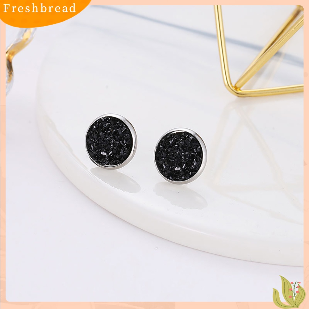 Fresh| Anting Stud Tindik Bentuk Bulat Motif Langit Berbintang Bahan Stainless Steel Untuk Wanita