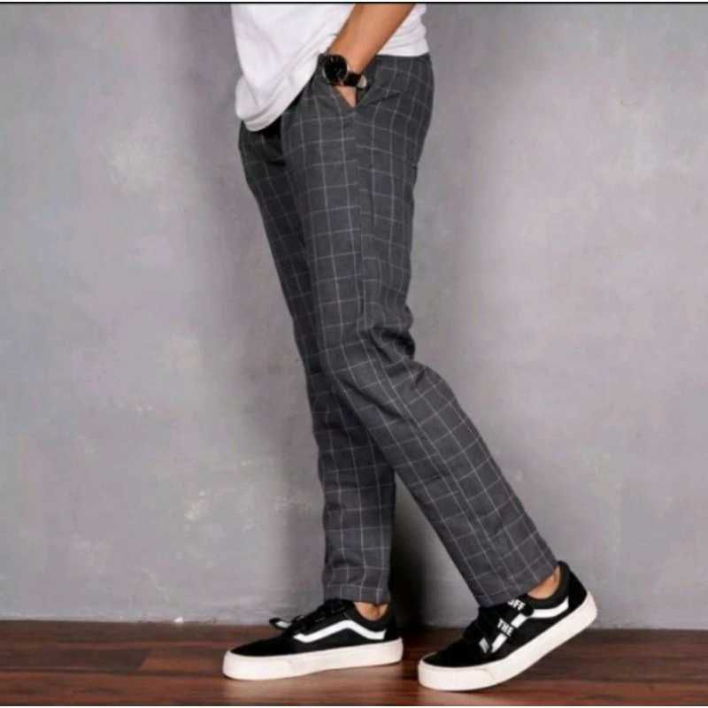 COD CELANA PANJANG KOTAK KOTAK BAGGY TARTAN PANTS CELANA PINGGANG KARET BAHAN STRETCH MELAR CELANA KEKINIAN DOTY LUNA