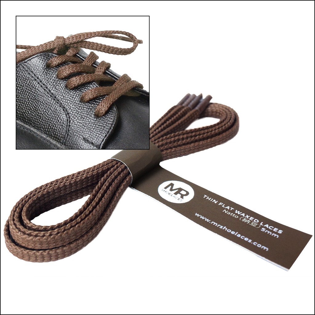 MR Shoelaces TH26 Natto (Coklat Muda) Tali Sepatu Lilin Gepeng Thin 3-4mm (Waxed Laces) 50cm 80cm 100cm 120cm 150cm