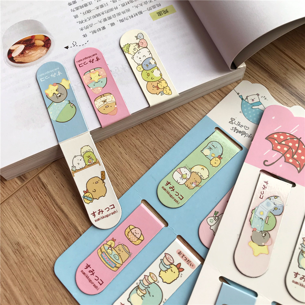 Mini Magnetic Bookmark Set Kawaii Bookmark Stickers Book Marker Paper Reading Students Stationery Supplies