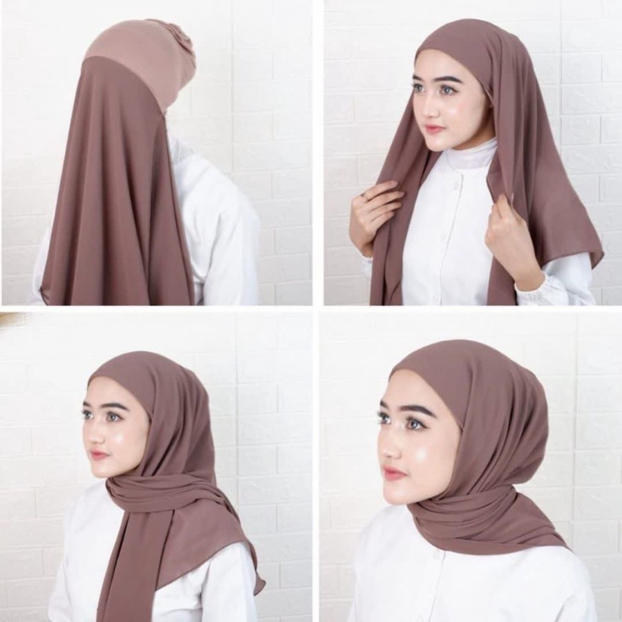 Pashmina Inner 2in1 Ceruty Babydoll Kerudung Hijab Pashmina Ciput