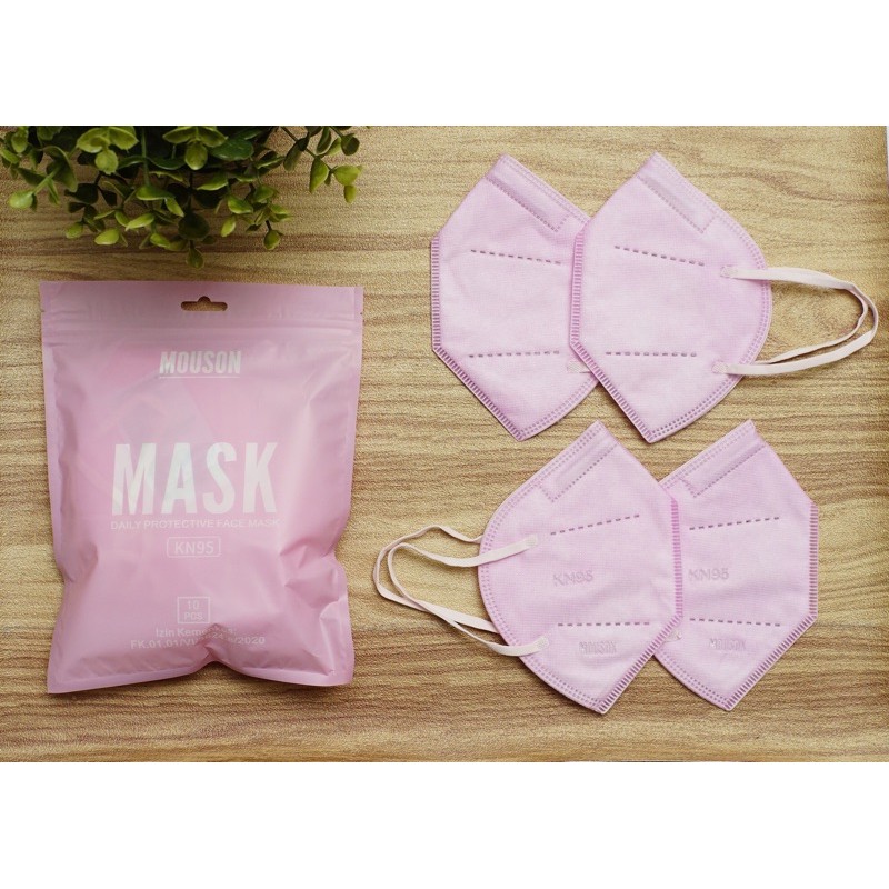 Masker KN95 Mouson Pink isi 10 pcs - Masker KN95 warna pink
