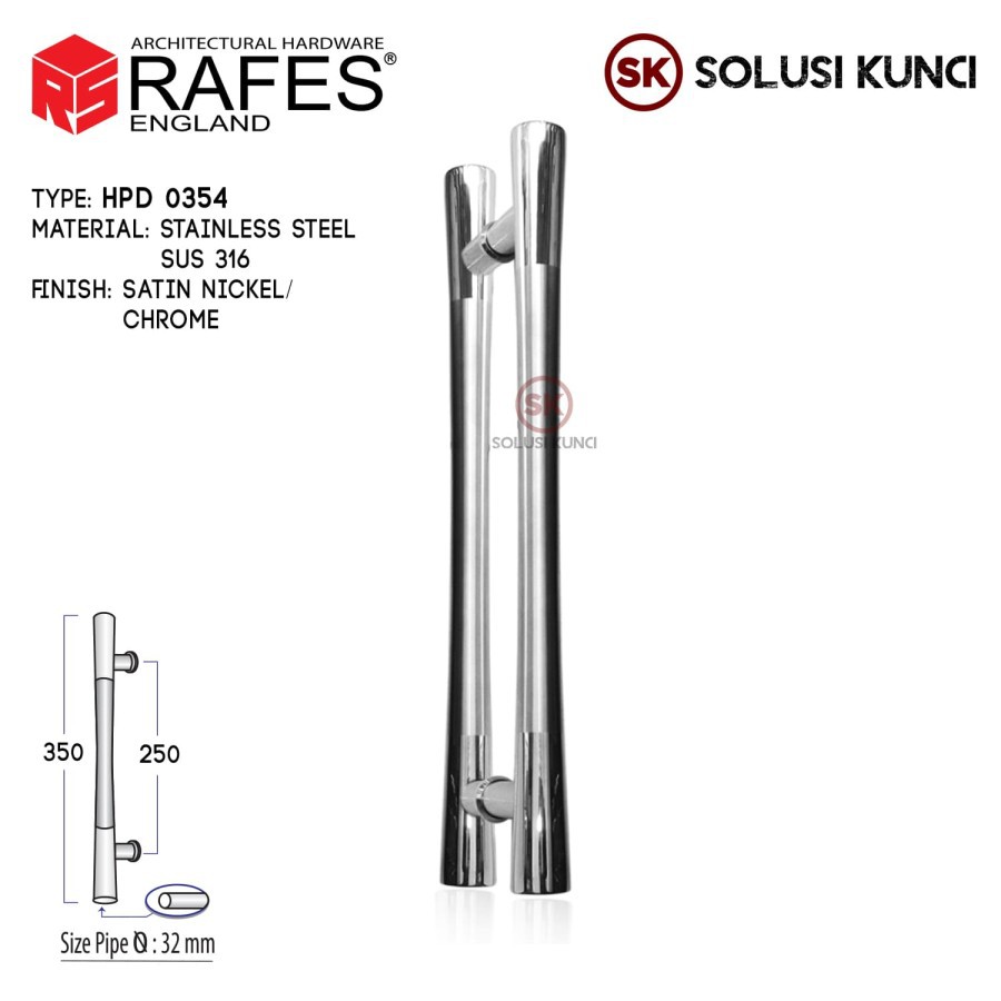 Handle Pintu / Tarikan Pintu Depan RAFES ENGLAND SUS 316 (HPD 0354)