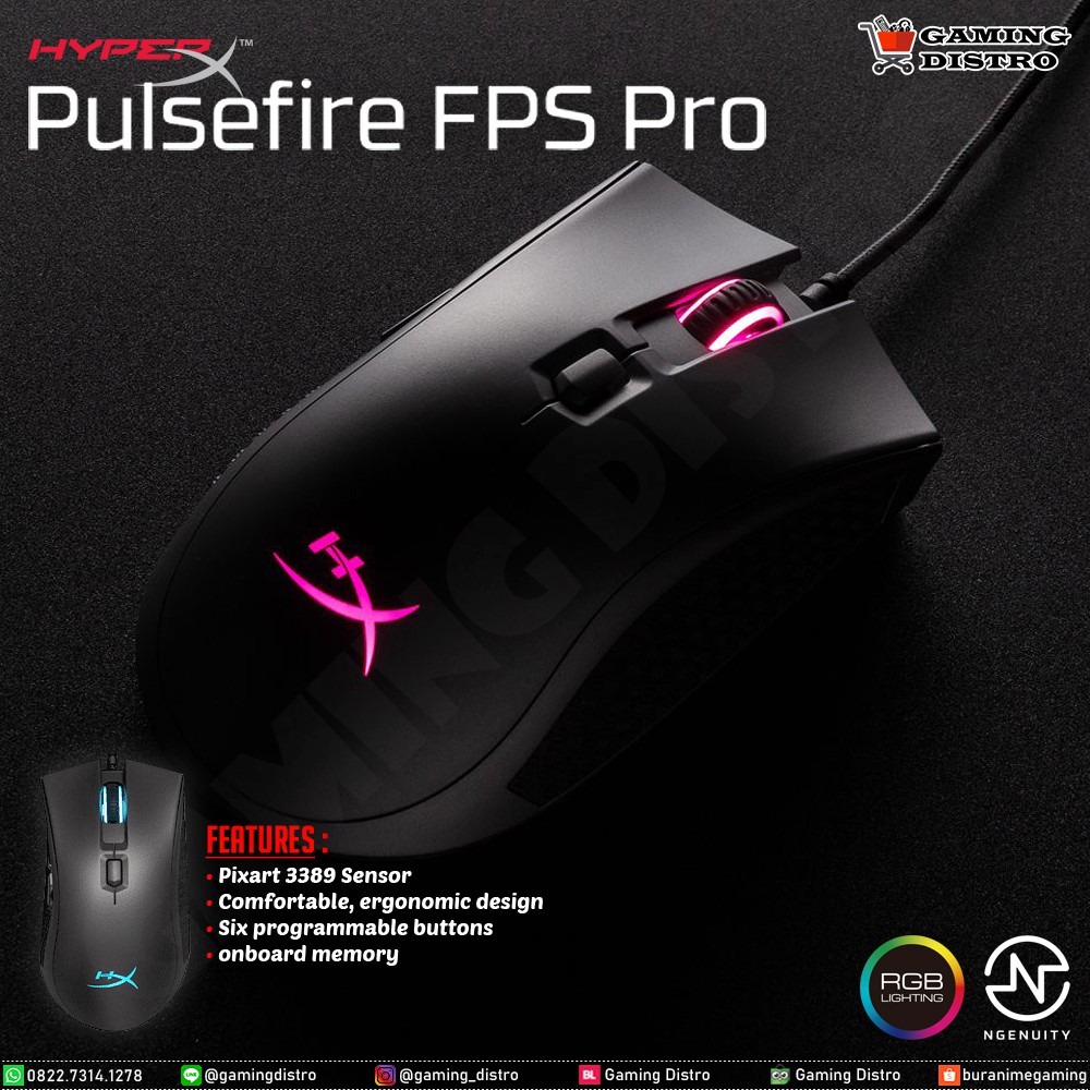 Mouse Gaming HyperX Pulsefire FPS Pro - RGB, DPI 16000, Ergonomic