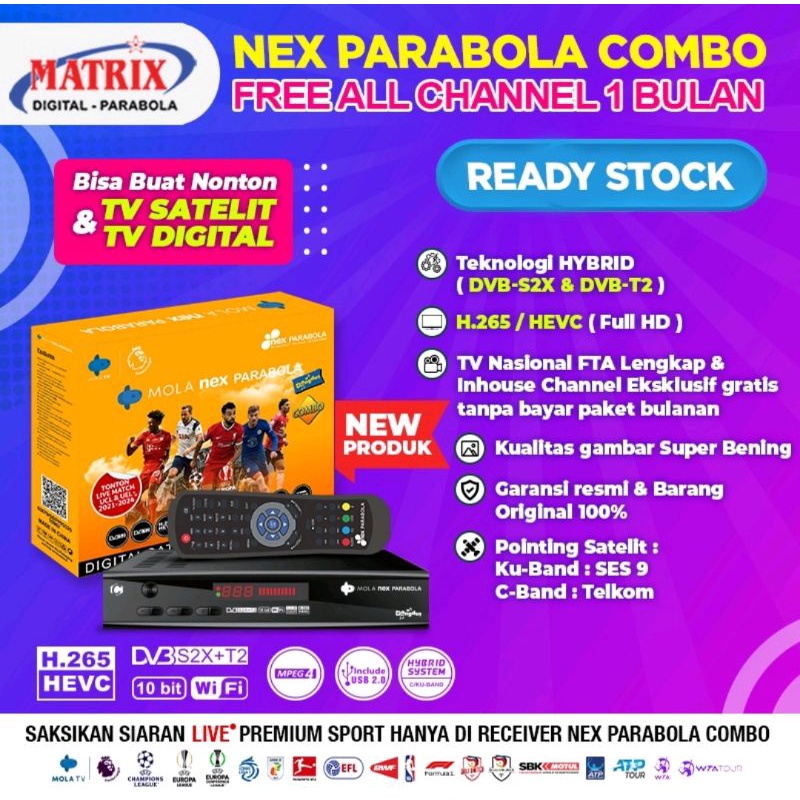 Matrix MOLA  Nex Parabola Receiver / STB Set Top Box DVB-T2 COMBO KUNING