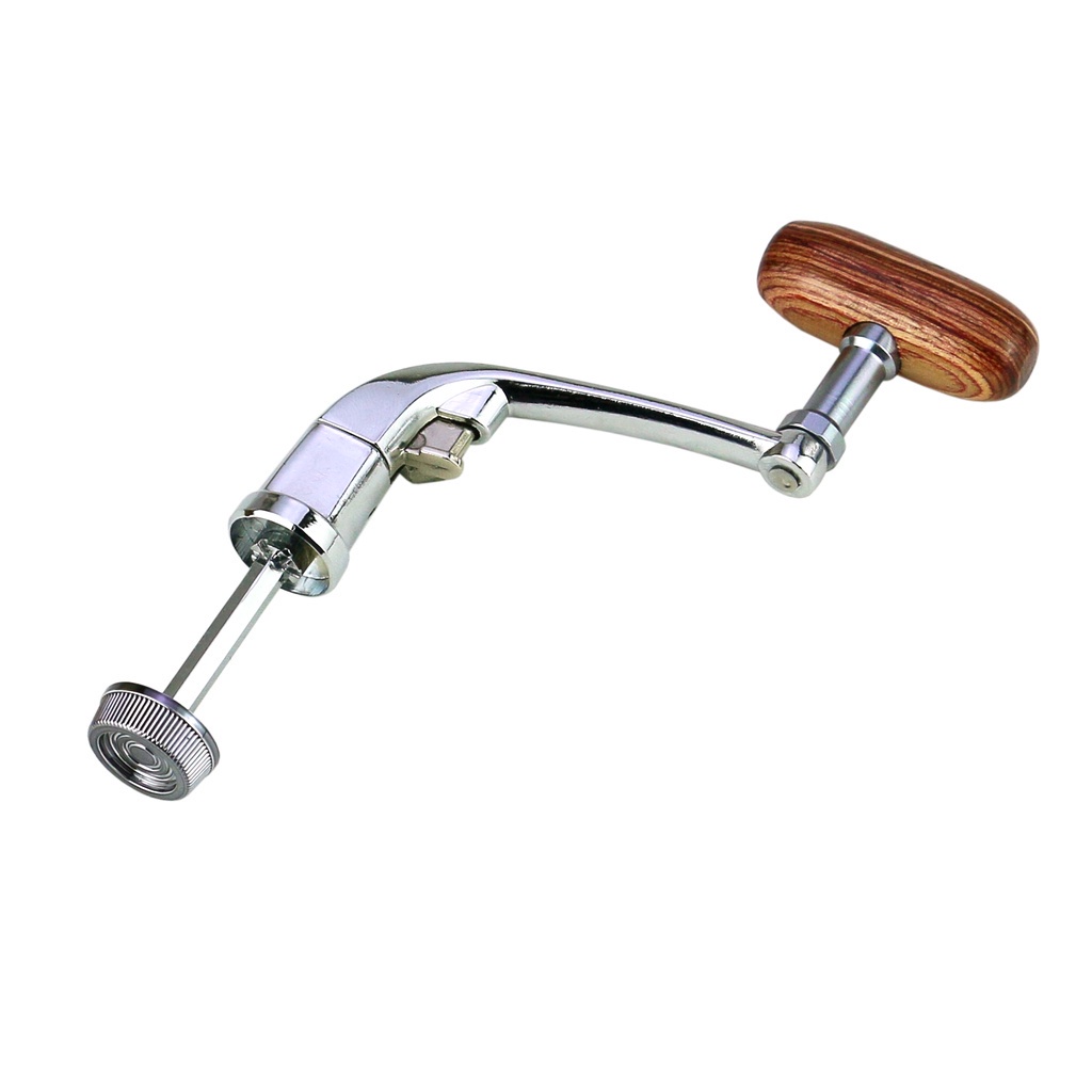 Handle Reel Pancing Bahan Full Metal Dengan Power Knob Kayu