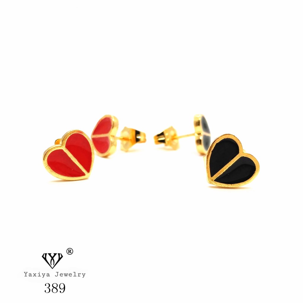 

Anting Lapis Emas (Tusuk) Red/Black Love Perhiasan Imitasi Yaxiya Jewelry 389