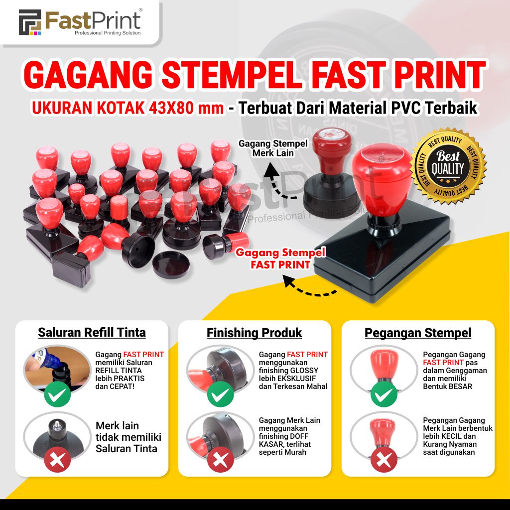 

Gagang Stempel Flash Kotak Ukuran 43X80 MM