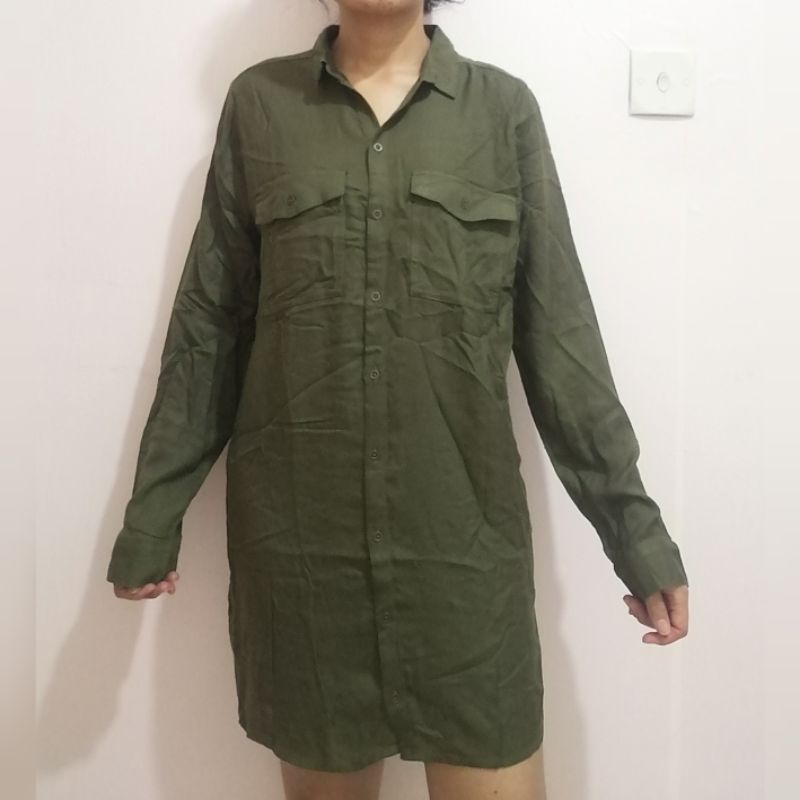 Preloved mini dress/tunik hijau army H&M