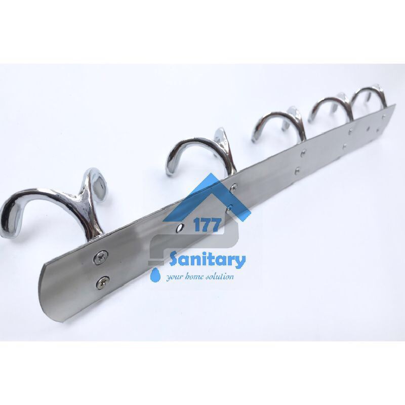 Kapstok stainless 5 kait 1241- gantungan baju hanger stenlis hook towel tebal wajan kamar mandi hooks bracket /B25