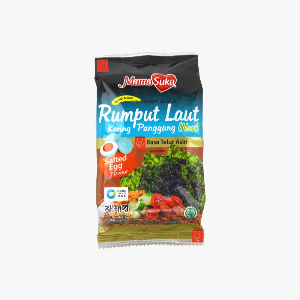 

Mama Suka Rumput Laut Salted Egg Seaweed Nori Kering Rasa Telur Asin - 4.5gr