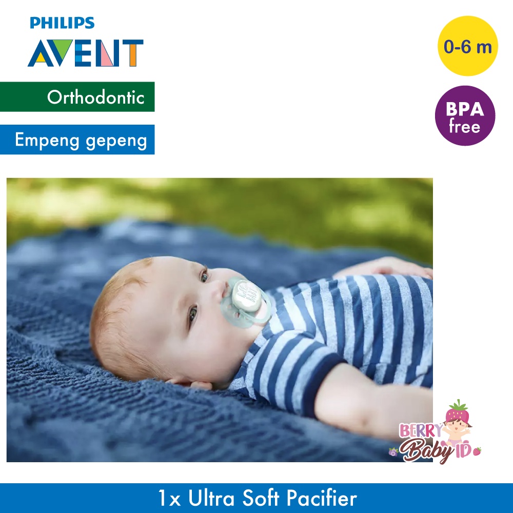 Philips Avent Soother Soft Single Pacifier Empeng Bayi 0-6m 6-18m Berry Mart