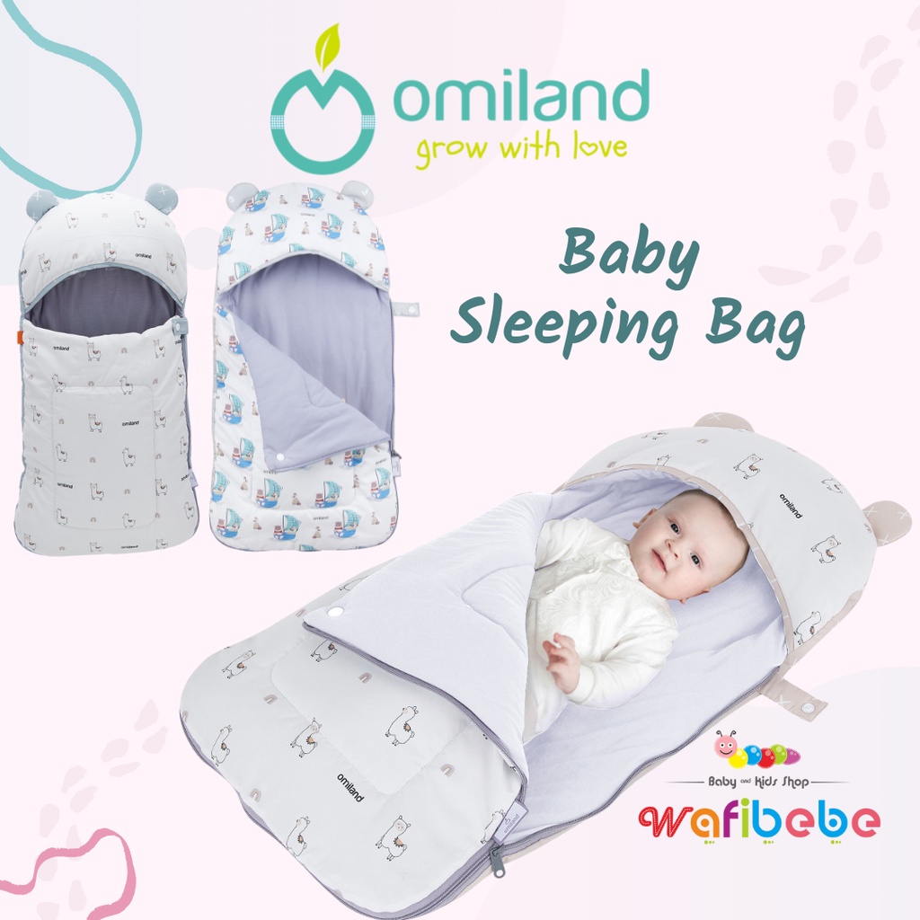 Omiland Sleeping Bag Sailor Alpaca Series Kantong Tidur Bayi Selimut Topi Baby Blanket Lembut dan Hangat Original