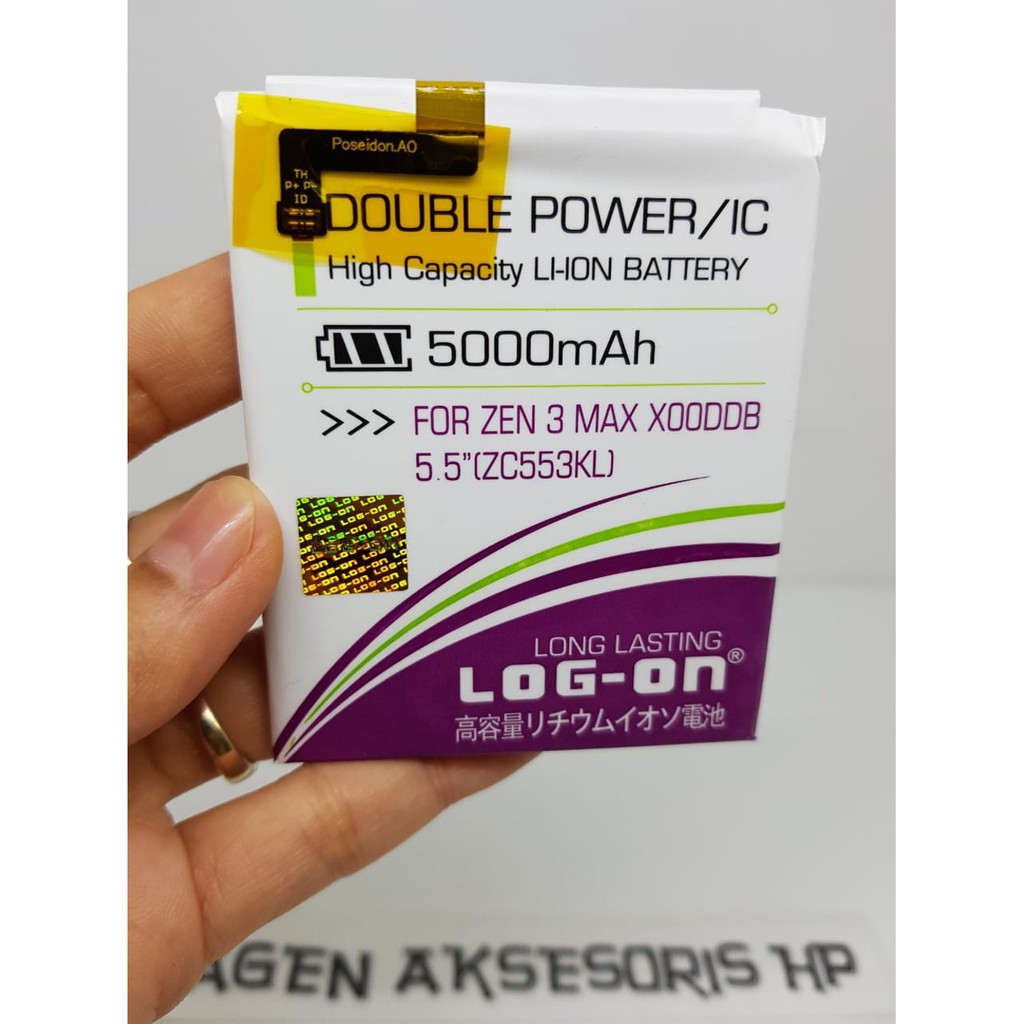 Baterai Zenfone 3 Max 5.5 inchi Batre Asus ZC553KL XOODDB Battery LOG-ON Double Power 2 IC 5000mAh