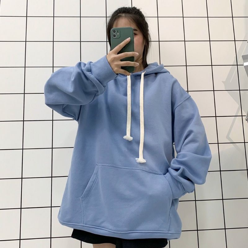 Hoodie Polos BIGSIZE ( size S - 6XL ) DENIM BLUE BIRU MUDA Jaket Jumper Basic Fleece Jumbo XXL XXXL 4XL 5XL 6XL Unisex Ulzzang Korean Oversize Sweatshirt Biru Langit BLue Ocean