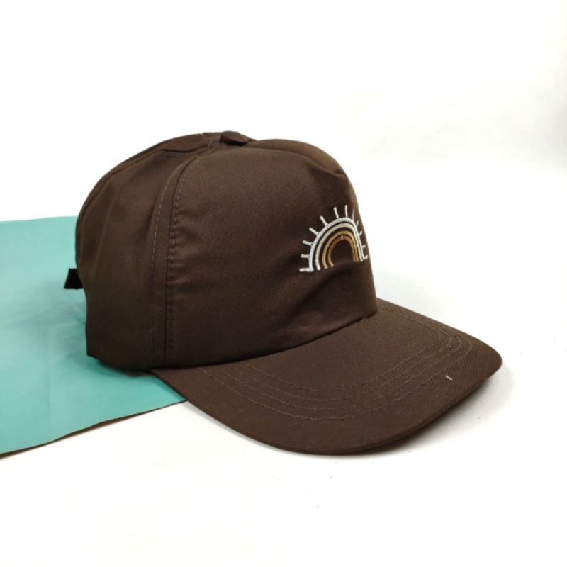 RUFFIN HAT - Topi Anak Baseball Snapback Karakter Cewek Cowok Laki Perempuan Korea Lucu Murah Bordir-Dark Brown