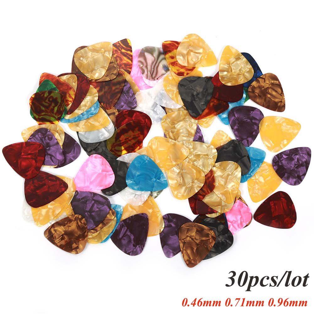 Suyo 30pcs 0.46mm 0.71mm 0.96mm Picks Gitar Warna-Warni Acoustic Fashion Celluloid