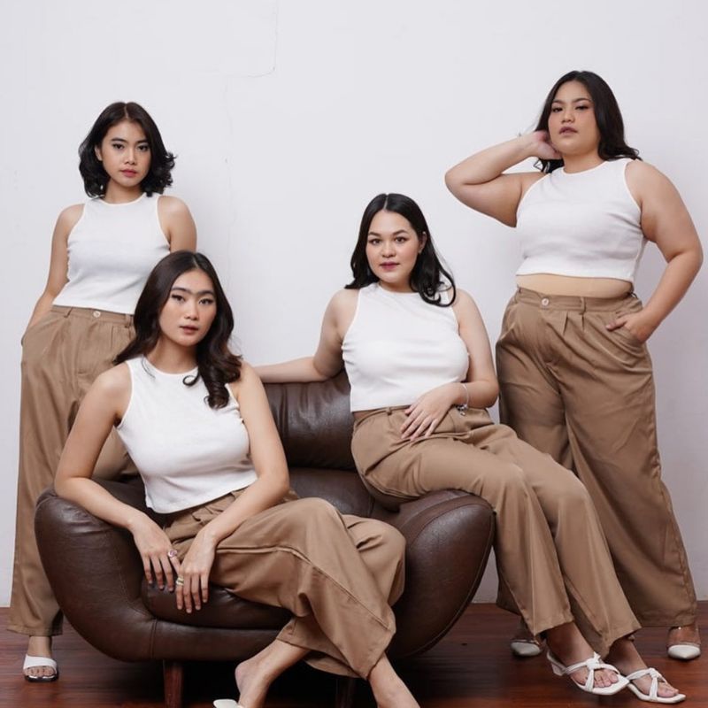 Highwaist Kulot Jumbo Premium BB 40 - 85 KG Celana Kulot High Waist Jumbo Celana Kantor Wanita Jumbo