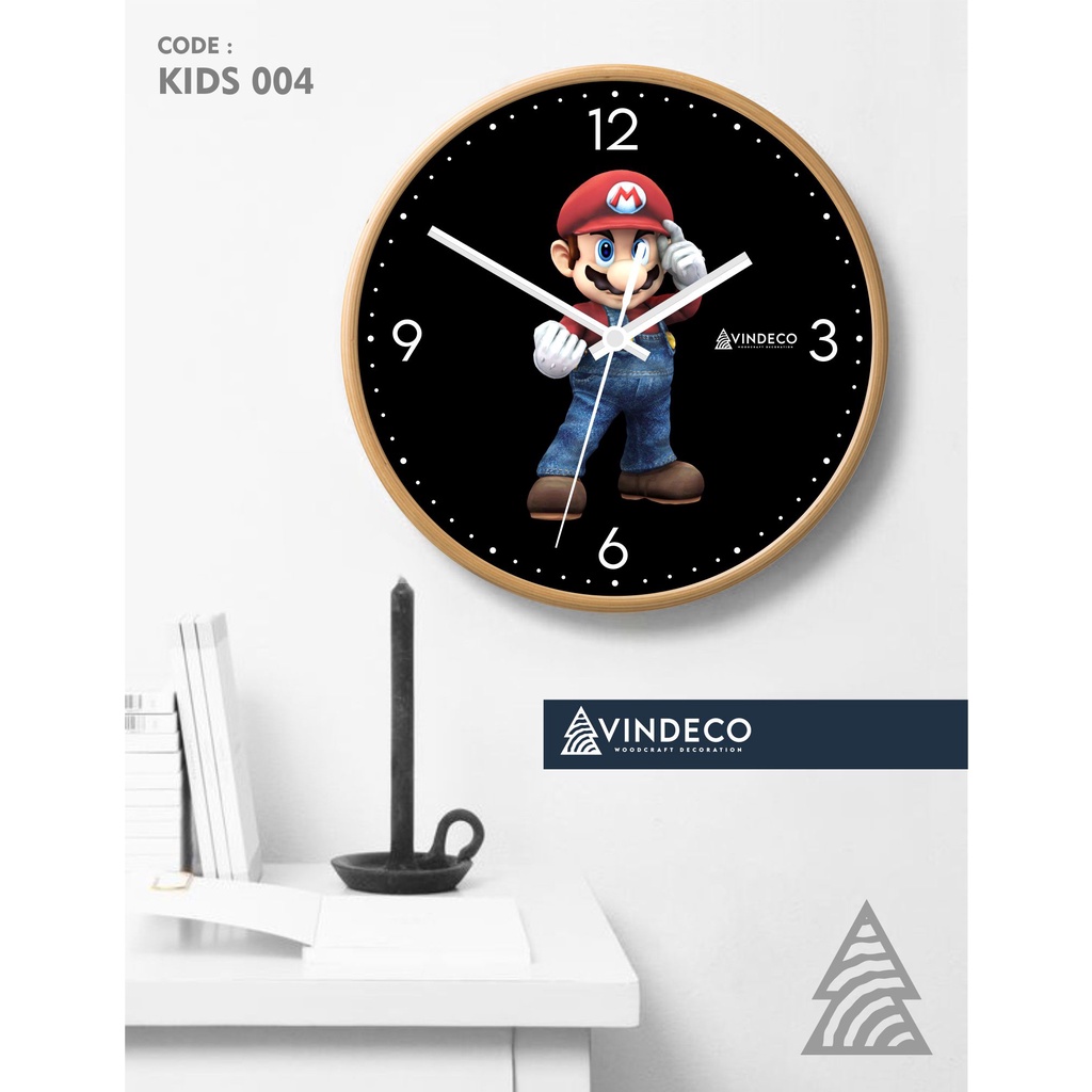 JAM DINDING KAYU / JAM DINDING ANAK / KADO ULTAH / KADO ANAK / JAM UNIK / JAM ANAK / VINDECO / KIDS-KIDS 004