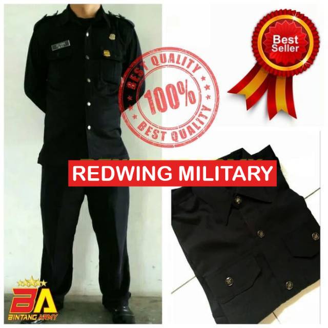 Seragam Safari Panjang Hitam / Baju Satpam / Baju Supir