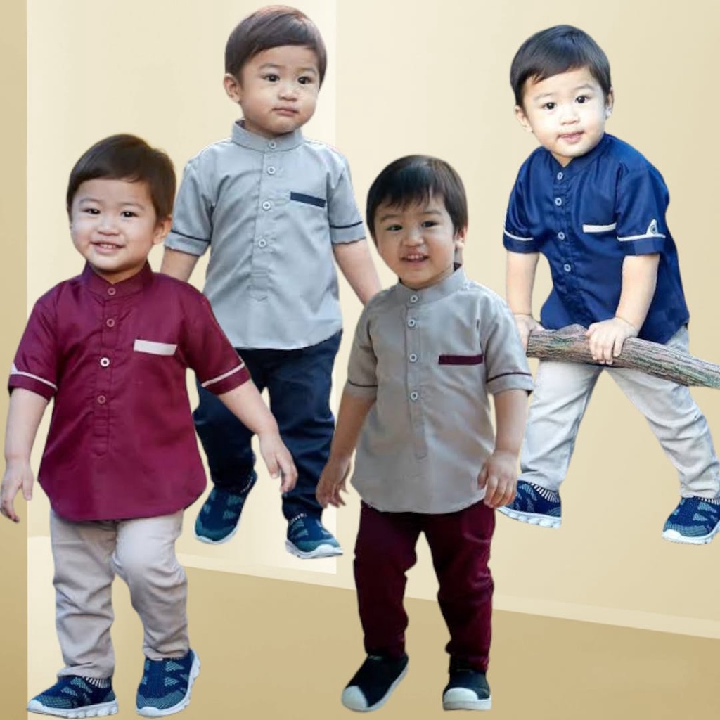 Setelan Anak Baju Koko Celana Panjang Kemeja Kurta Sarung Polos Kain Katun Laki Cowok Newborn Baby Bayi TK SD Sekolah Madrasah Pesantren Muslim Islam Warna Remaja Kokoh Umur Usia 0 1 2 3 4 5 6 7 8 9 Tahun 10 11 12 18 24 Bulan