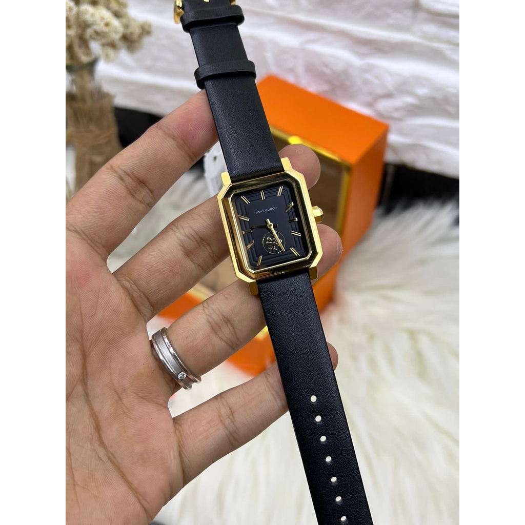 PROMO JAM TANGAN WANITA JAM TANGAN TORY BURCH ROBINSON LEATHER BLACK BOX ORIGINAL JAM TANGAN WANITA 