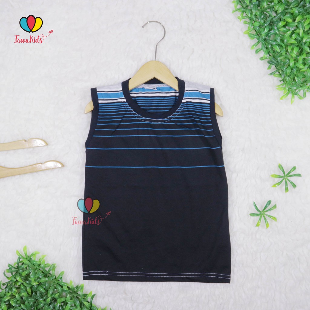 Kaos Kutung Salur uk 1-2 Tahun / Kaos Oblong Baby Kutang Anak Laki Bahan Adem Motif Stripe Murah