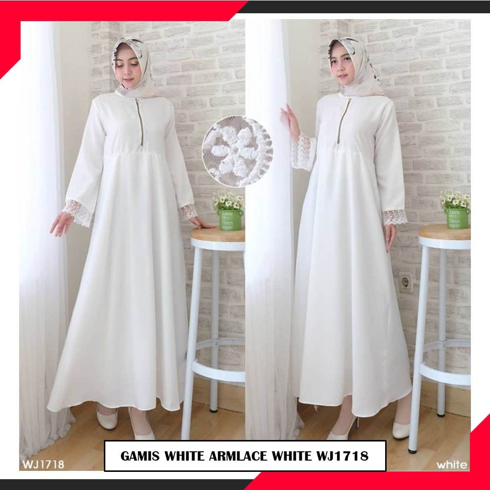  Gamis  Putih  Umroh Haji Bahan Diamond Size Jumbo  XL WJ1718 