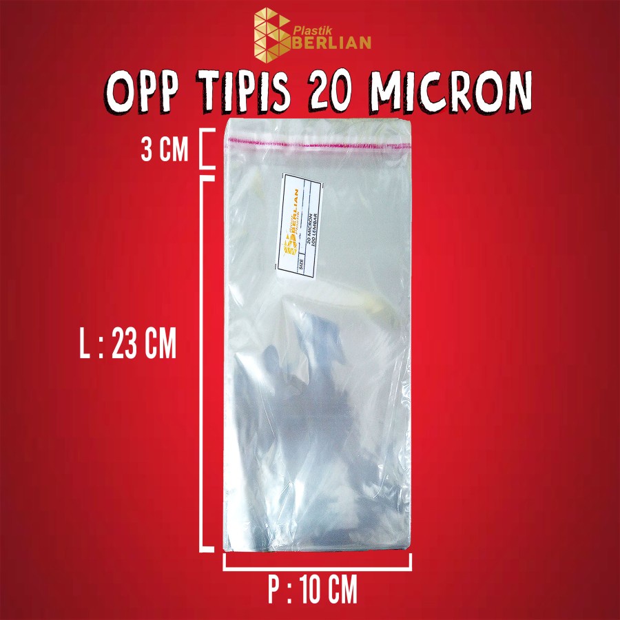 

10 x 23 cm Plastik OPP TIPIS (100 lbr) (lem/seal)