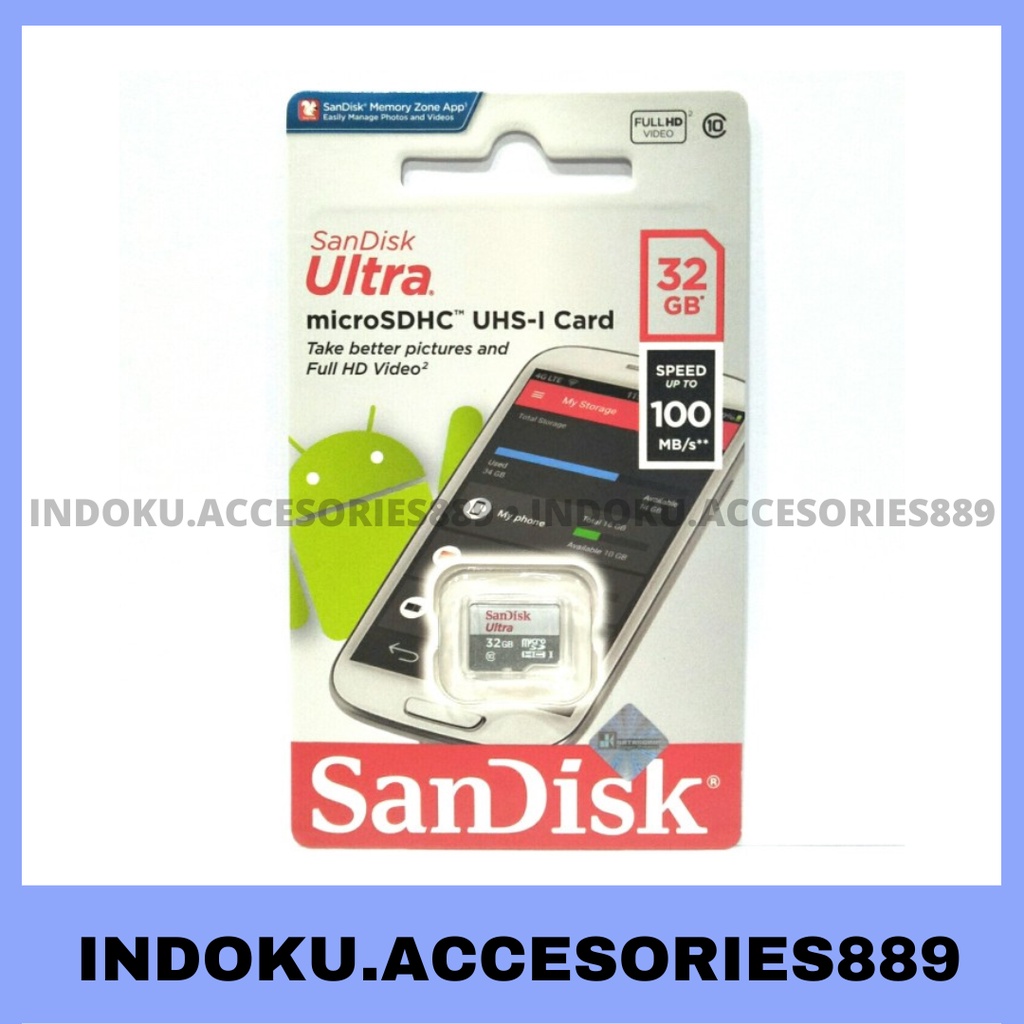 Memory Micro Sandisk Ultra 32GB Class 10 Speed 100 Original 100% Garansi resmi
