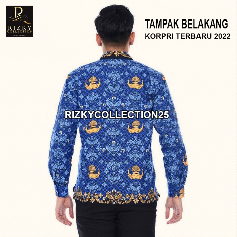 BATIK SERAGAM KORPRI PRIA WANITA TERBARU 2022/ KORPRI JUMBO KERAH HITAM/ BAJU BATIK KORPRI/ BISA COD