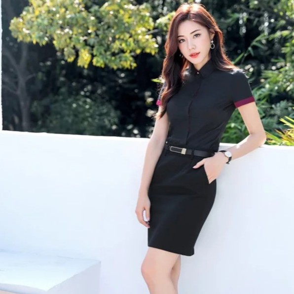 Kemeja Wanita Lengan pendek Gaya Korea Kombinasi Warna Calilla SS - JCCollections