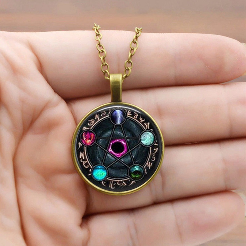 New Arrival Wiccan Pendant Necklace Constellations Of The Zodiac Wicca Pagan Jewelry Glass Cabochon Jewelry