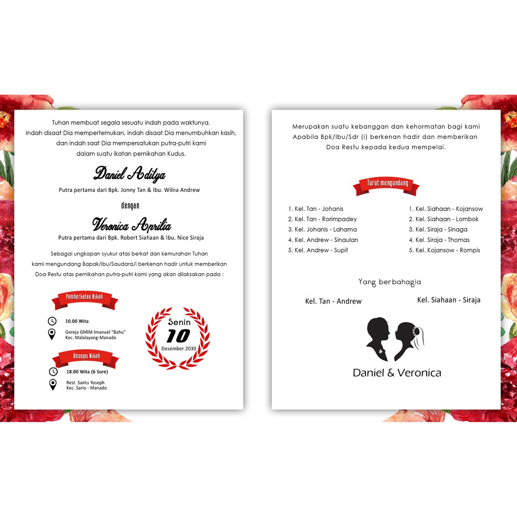 Undangan Undangan Custom Undangan Simple Undangan Nikah Wedding Invitation Undangan Manado Shopee Indonesia