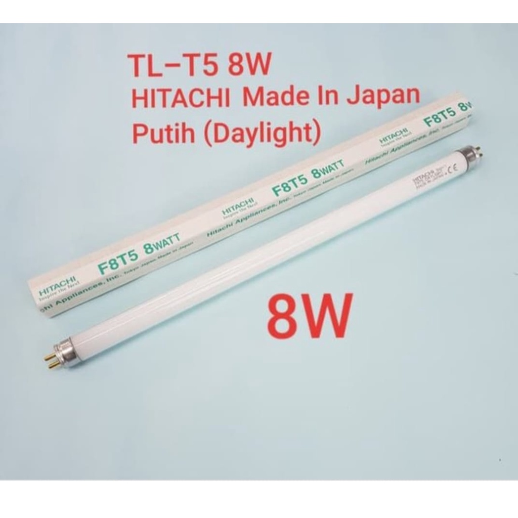 Lampu TL Hitachi Daylight T5 8 Watt F8T5 Putih Made in Japan - HITACHI