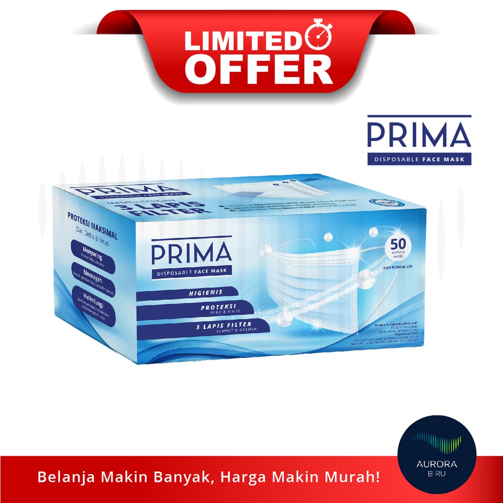 Download Limited Offer Prima Disposable Face Mask Masker 3ply 50pcs Shopee Indonesia PSD Mockup Templates