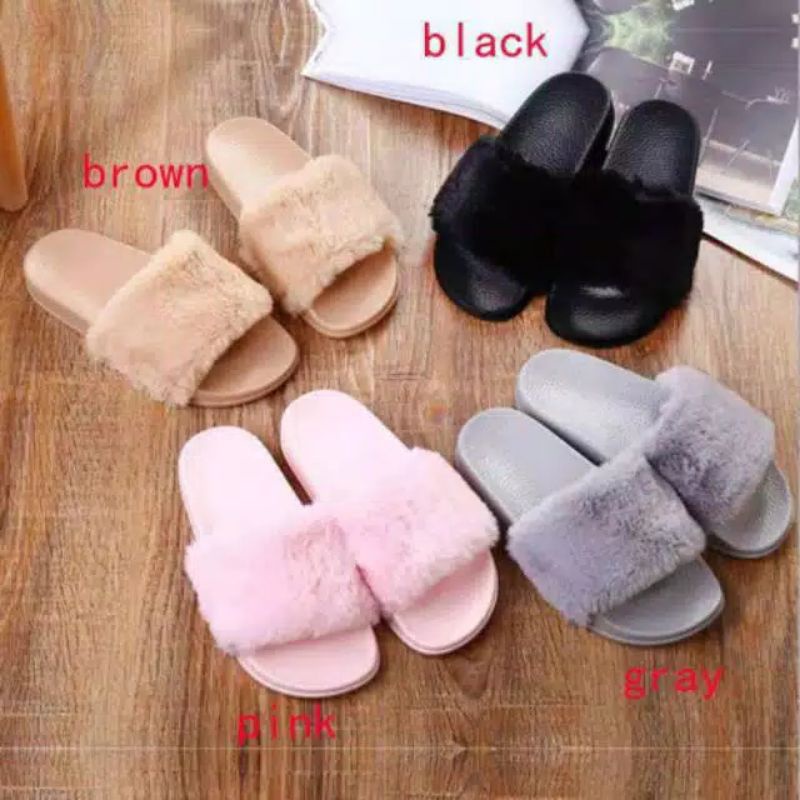 sandal selop bulu,sandal wanita