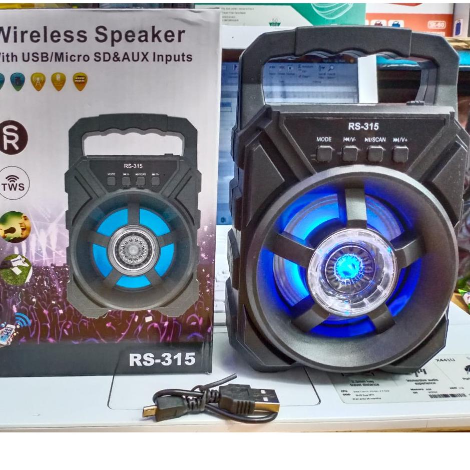 Menarik.. Speaker Bluetooh Super Bass Musik Bok Salon Mini RS-315 Wireless