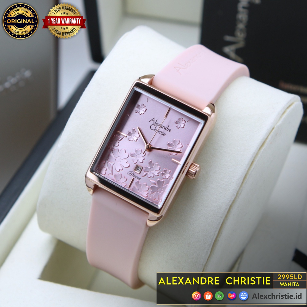 New 2022 Jam Alexandre Christie Wanita AC 2995LD Peach Original Simpel Cantik Anggun Elegan