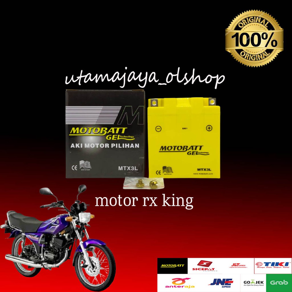 Aki motor rx king motobatt MTX3L accu kering gel original pabrik paling laris